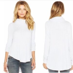 Free People We the Free White Kristina Drippy Waffle Knit hermal Cowl Neck XS